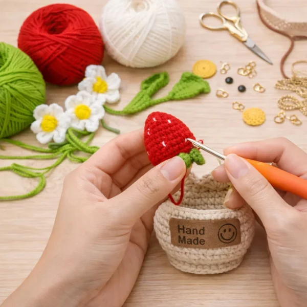 g Hand crochet Strawberry Planter