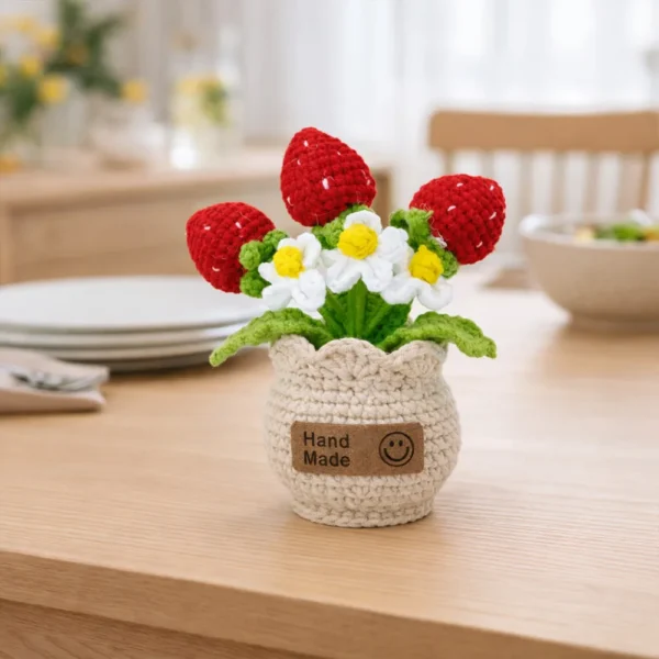 i Hand crochet Strawberry Planter
