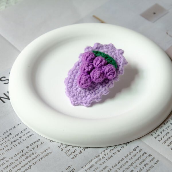 5pcs Cute Handmade Crochet Hair Clips - Lion, Grape, Strawberry & Heart-Shaped Cartoon Hair Accessories for Women, Soft Fabric Bangs Clips with Bow Details, Perfect for Casual or Playful Outfits, Cute Hair Accessories, Playful Hairpiece, Whimsical Design, Durable Hairpiece - Image 4
