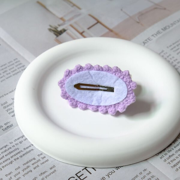 5pcs Cute Handmade Crochet Hair Clips - Lion, Grape, Strawberry & Heart-Shaped Cartoon Hair Accessories for Women, Soft Fabric Bangs Clips with Bow Details, Perfect for Casual or Playful Outfits, Cute Hair Accessories, Playful Hairpiece, Whimsical Design, Durable Hairpiece - Image 5