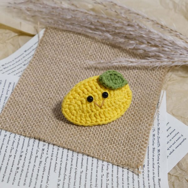 5pcs Cute Handmade Crochet Hair Clips - Frog, Mushroom, Lemon, Eggplant, Cabbage Shapes, Soft Fabric Hair Accessories for & Women, Whimsical Hairpins for Casual Attire, Cute Hair Accessories, Playful Hairpins, Handcrafted Hairpieces - Image 6