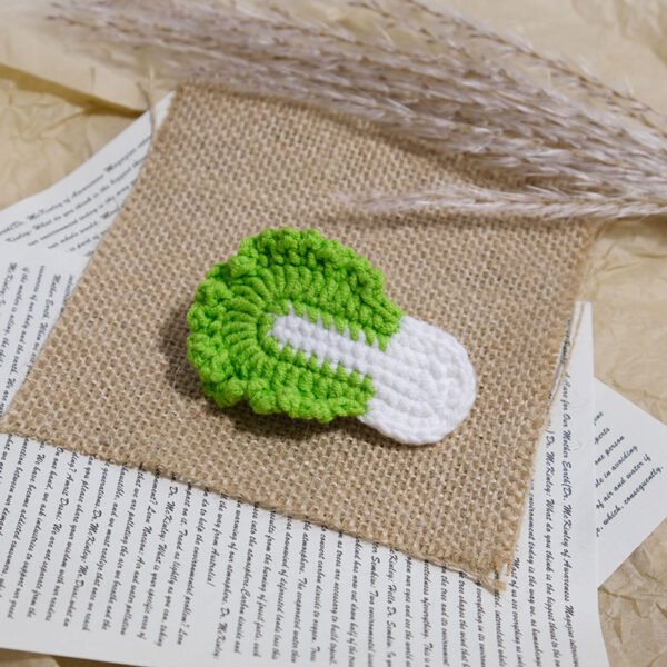 5pcs Cute Handmade Crochet Hair Clips - Frog, Mushroom, Lemon, Eggplant, Cabbage Shapes, Soft Fabric Hair Accessories for & Women, Whimsical Hairpins for Casual Attire, Cute Hair Accessories, Playful Hairpins, Handcrafted Hairpieces - Image 5