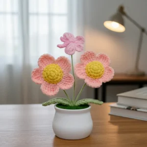 Hand-Crocheted Floral Planters