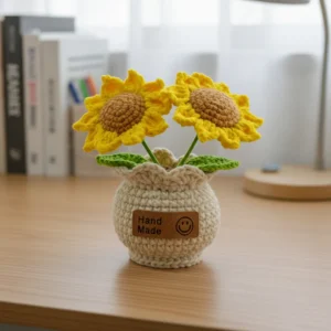 Hand-Crocheted Sunflower Planter