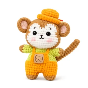 handmade crochet monkey keychain yellow