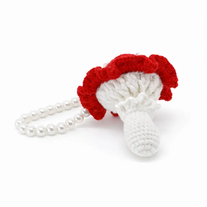 handmade Crochet Mushroom Keychain - Image 4