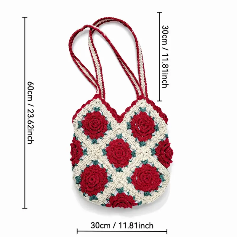 handmade crochet Rose Bag - Image 6