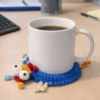 Crocheted Squirrel, Puppy, Turtle, and Chicken Coasters
