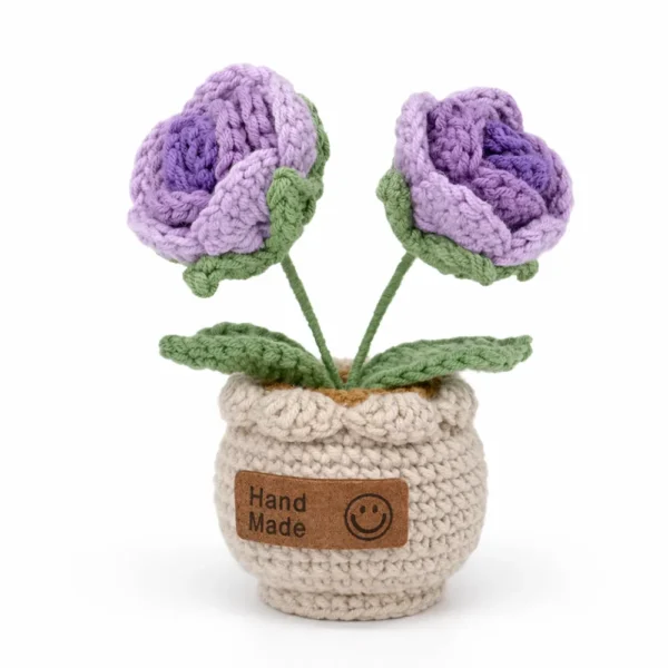 a4 Hand Crocheted Rose Plant