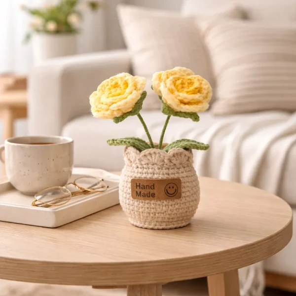 a9 Hand Crocheted Rose Plant