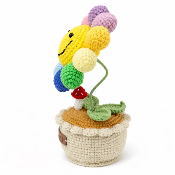 Hand Crocheted Large Multicolored Sunflower Plant