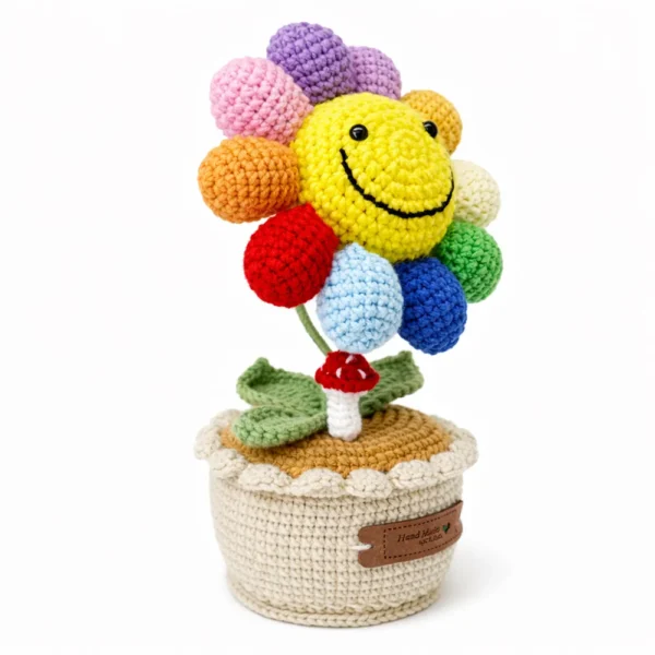 Hand Crocheted Large Multicolored Sunflower Plant
