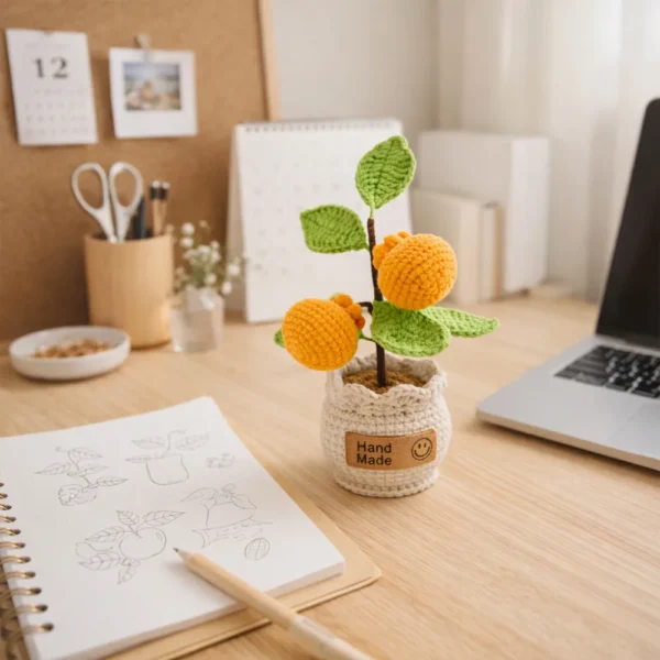 e Crochet Orange Planter