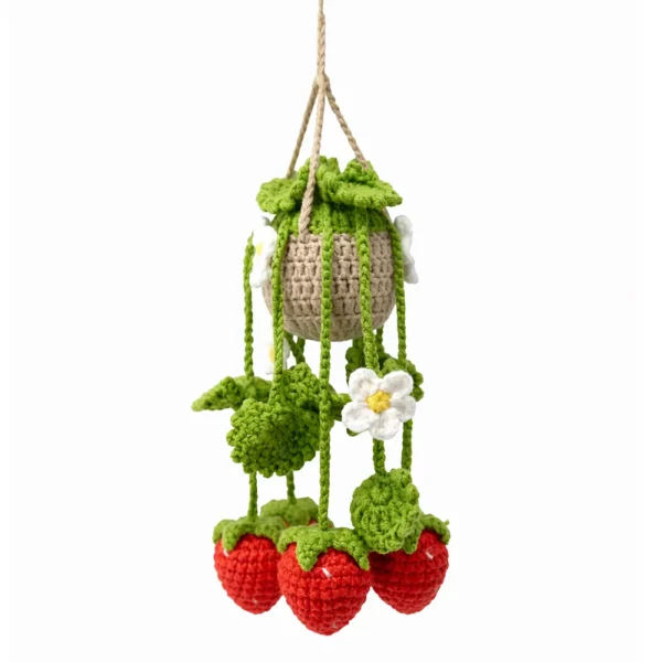 Crocheted Strawberry Hanging Basket