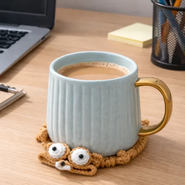 Crocheted Squirrel, Puppy, Turtle, and Chicken Coasters