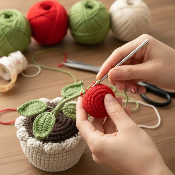 h Crocheted Apple Planter