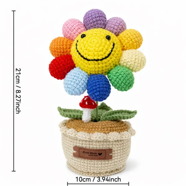 Hand Crocheted Large Multicolored Sunflower Plant