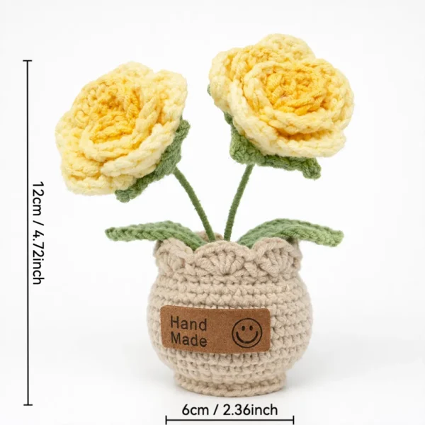 size Hand Crocheted Rose Plant