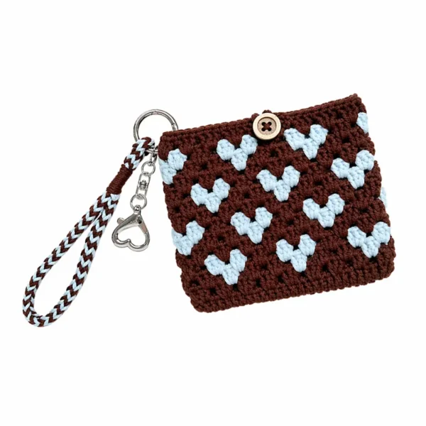 Handmade crochet heart bag