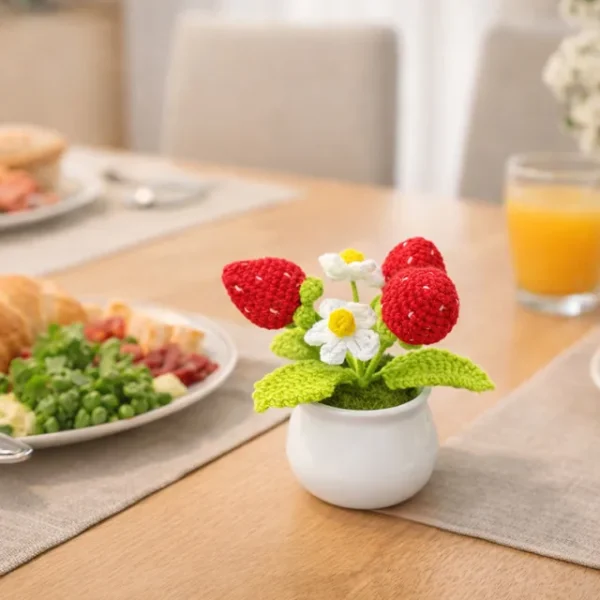 f Crochet Strawberry Planter
