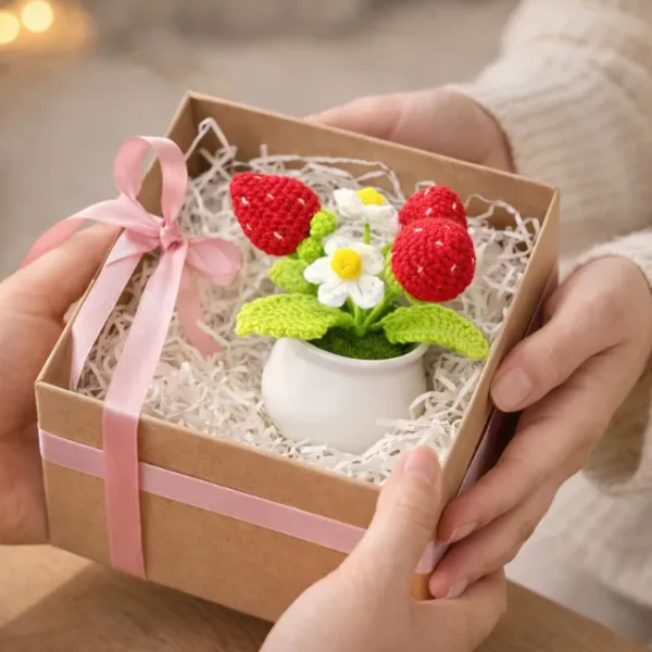 g Crochet Strawberry Planter