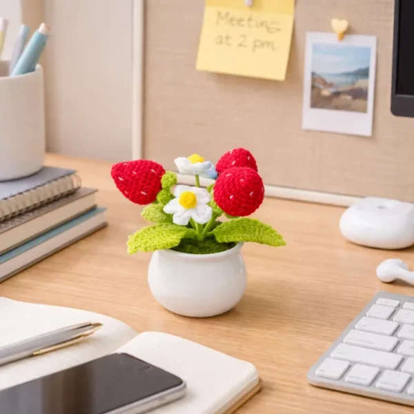 h Crochet Strawberry Planter