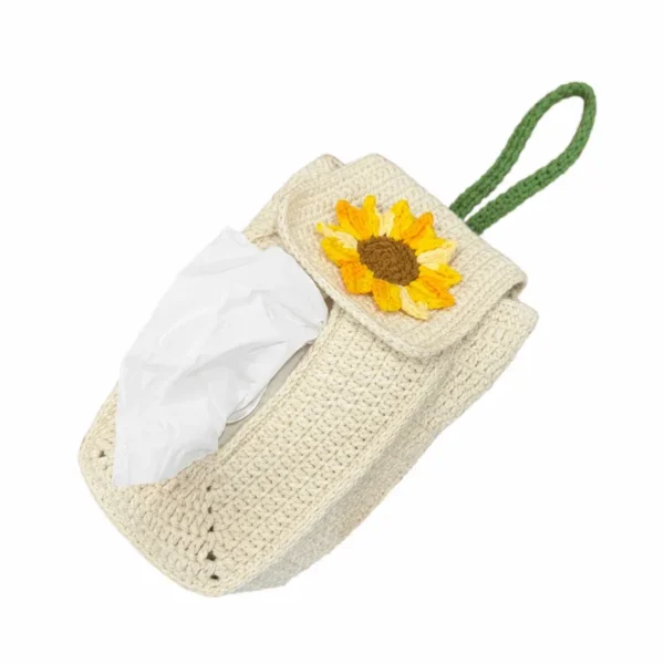 Handmade Crochet Sunflower Tissue Bag