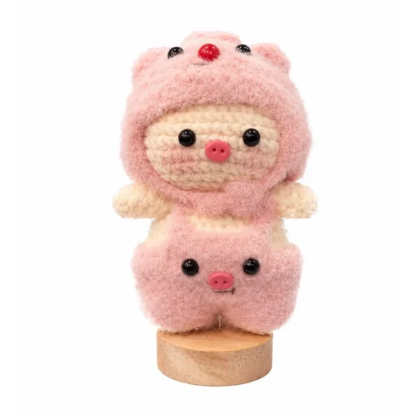 pink crochet pig doll