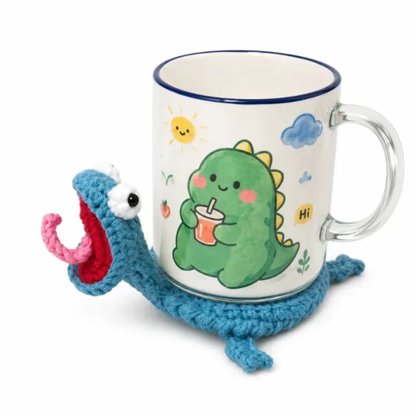Handmade crochet lizard coaster
