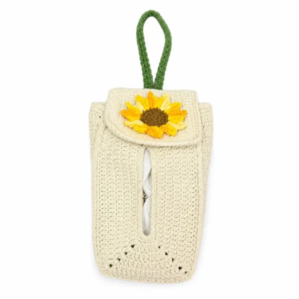 Handmade Crochet Sunflower Tissue Bag