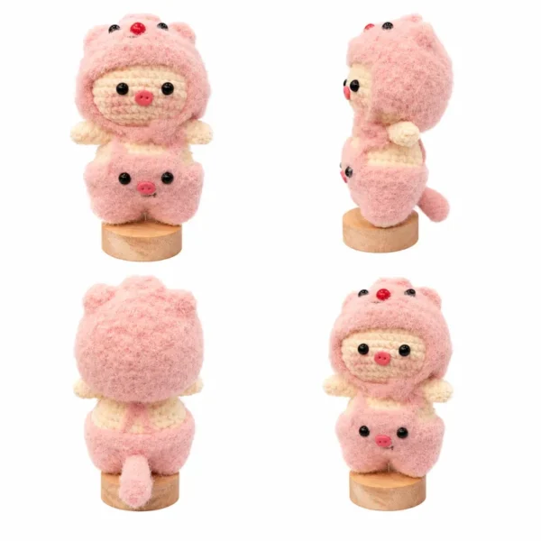 pink crochet pig doll