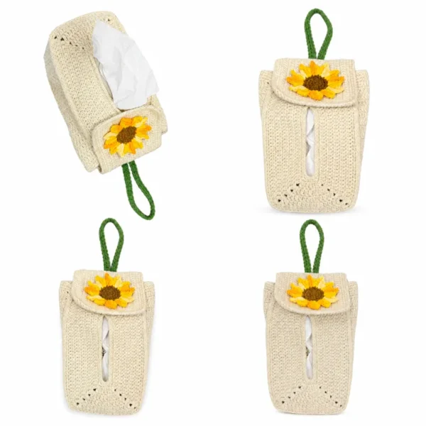 Handmade Crochet Sunflower Tissue Bag