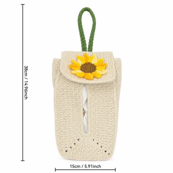 Handmade Crochet Sunflower Tissue Bag