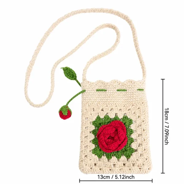Handmade Crochet Rose Bag