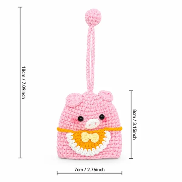 Handmade Crochet Pig Key Pouch