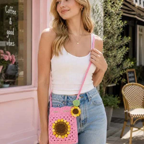 Handmade Crochet Sunflower Bag