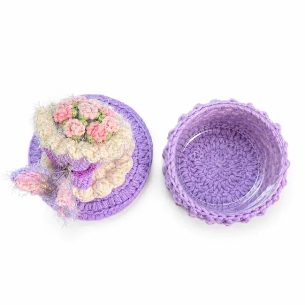 Handmade Crochet Flower Container Storage Box