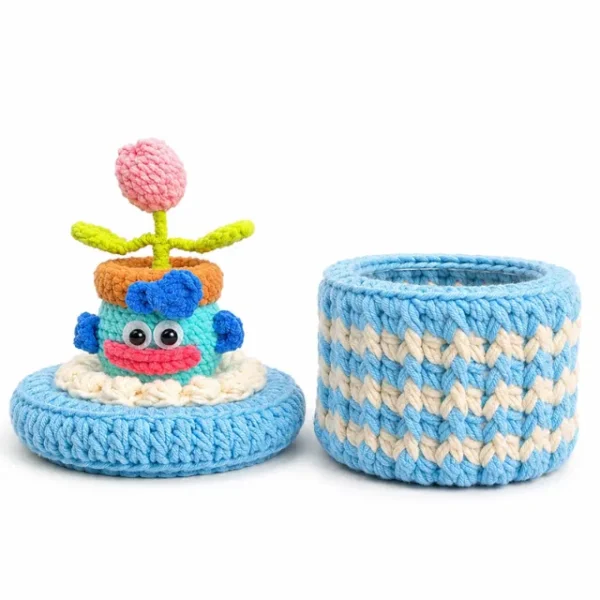 Handmade Crochet Doll Container Storage Box