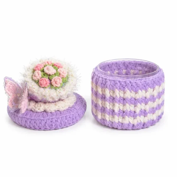 Handmade Crochet Flower Container Storage Box