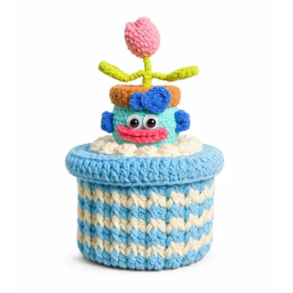 Handmade Crochet Doll Container Storage Box