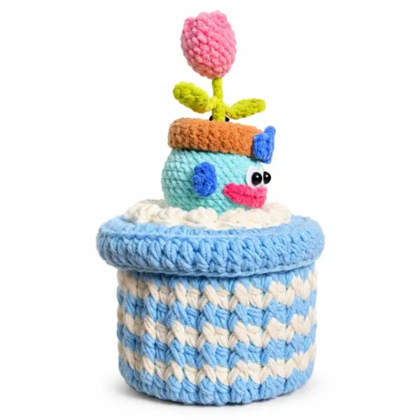 Handmade Crochet Doll Container Storage Box