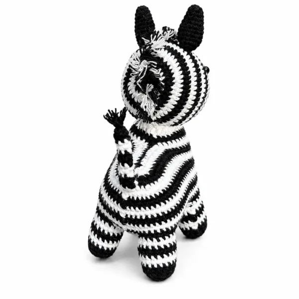 Handmade crochet zebra-print desk ornament