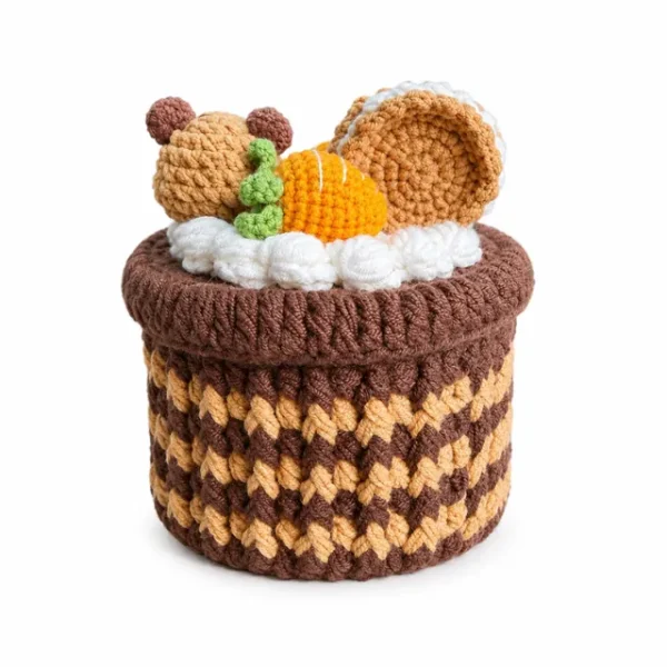 Handmade Crochet Cookies Container Storage Box