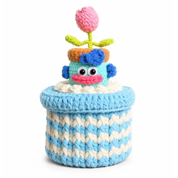 Handmade Crochet Doll Container Storage Box