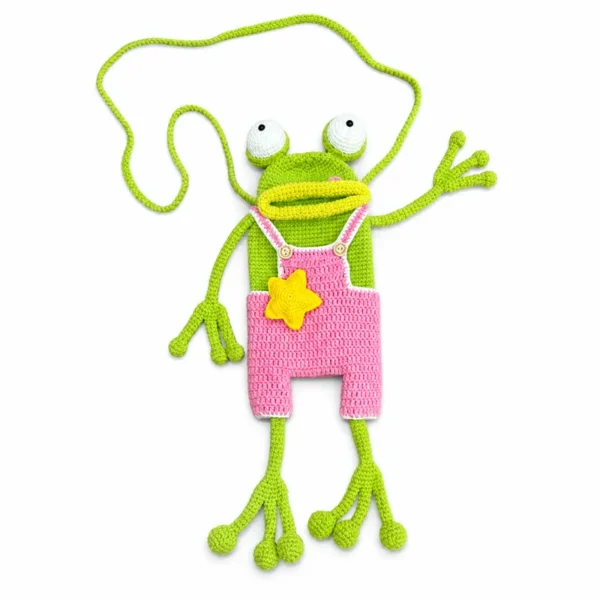 Handmade Crochet Frog Bag
