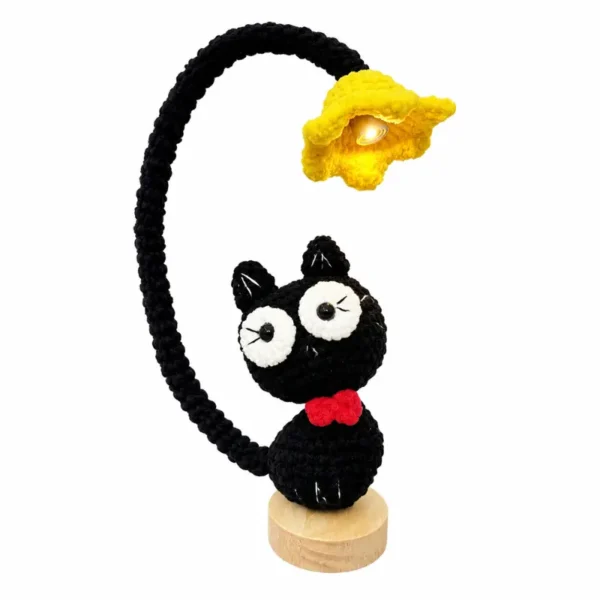 Handmade Crochet Kitten Lamp Desk Ornament