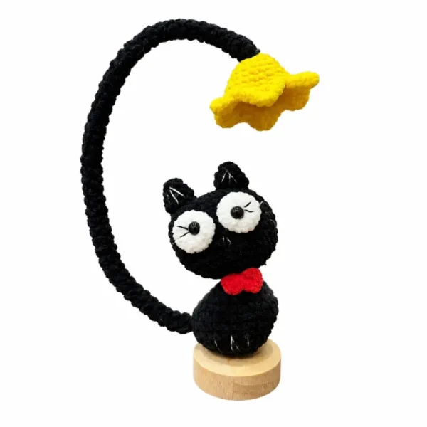 Handmade Crochet Kitten Lamp Desk Ornament