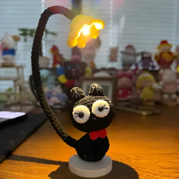 Handmade Crochet Kitten Lamp Desk Ornament