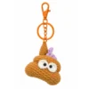 Handmade crochet poop-shaped keychain charm
