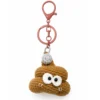 Handmade crochet poop-shaped keychain charm